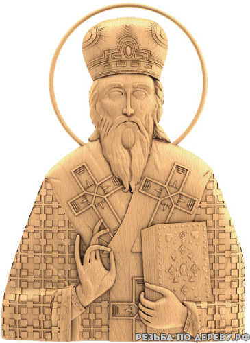 Резная икона Святой Василий из дерева